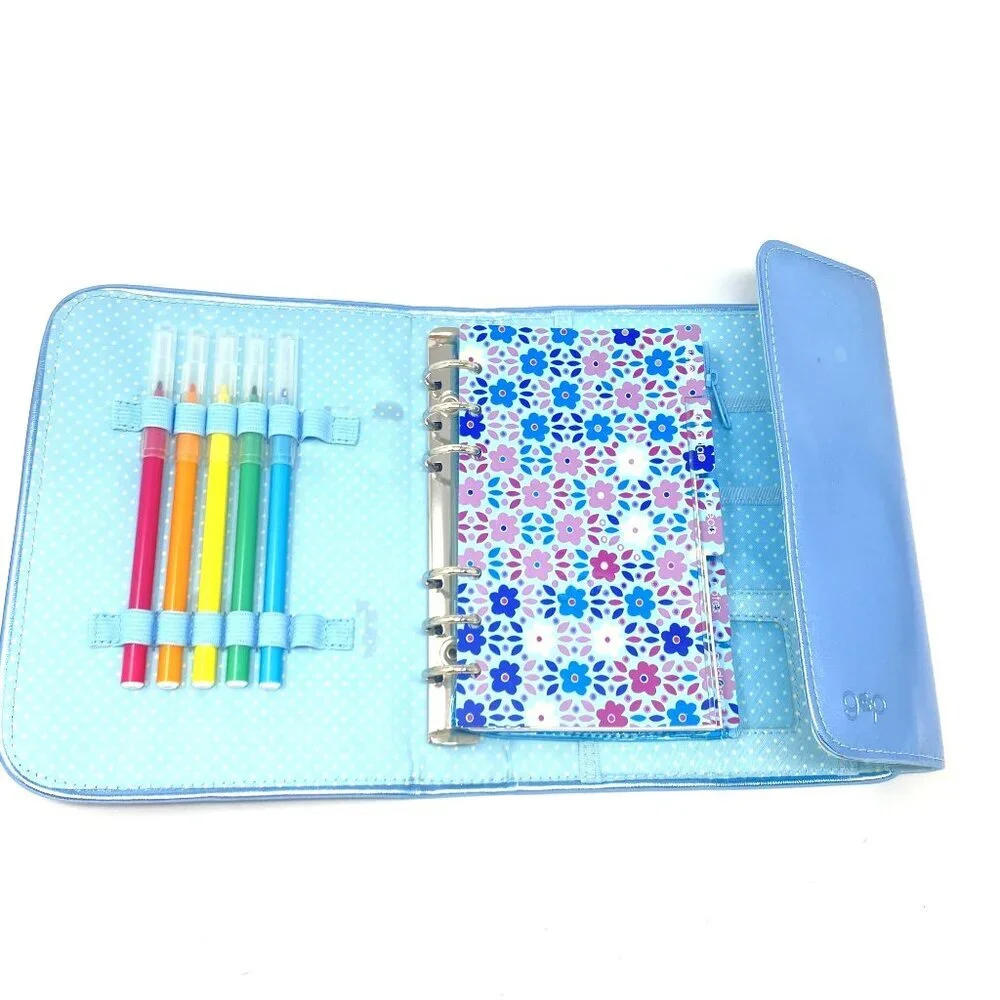 Vintage GAP Day Calendar Planner Markers Binder Blue Geometric Flowers NWOT